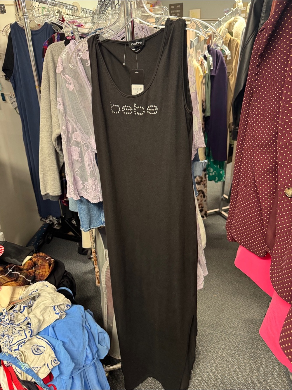 Bebe rhinestone maxi dress S // 092092